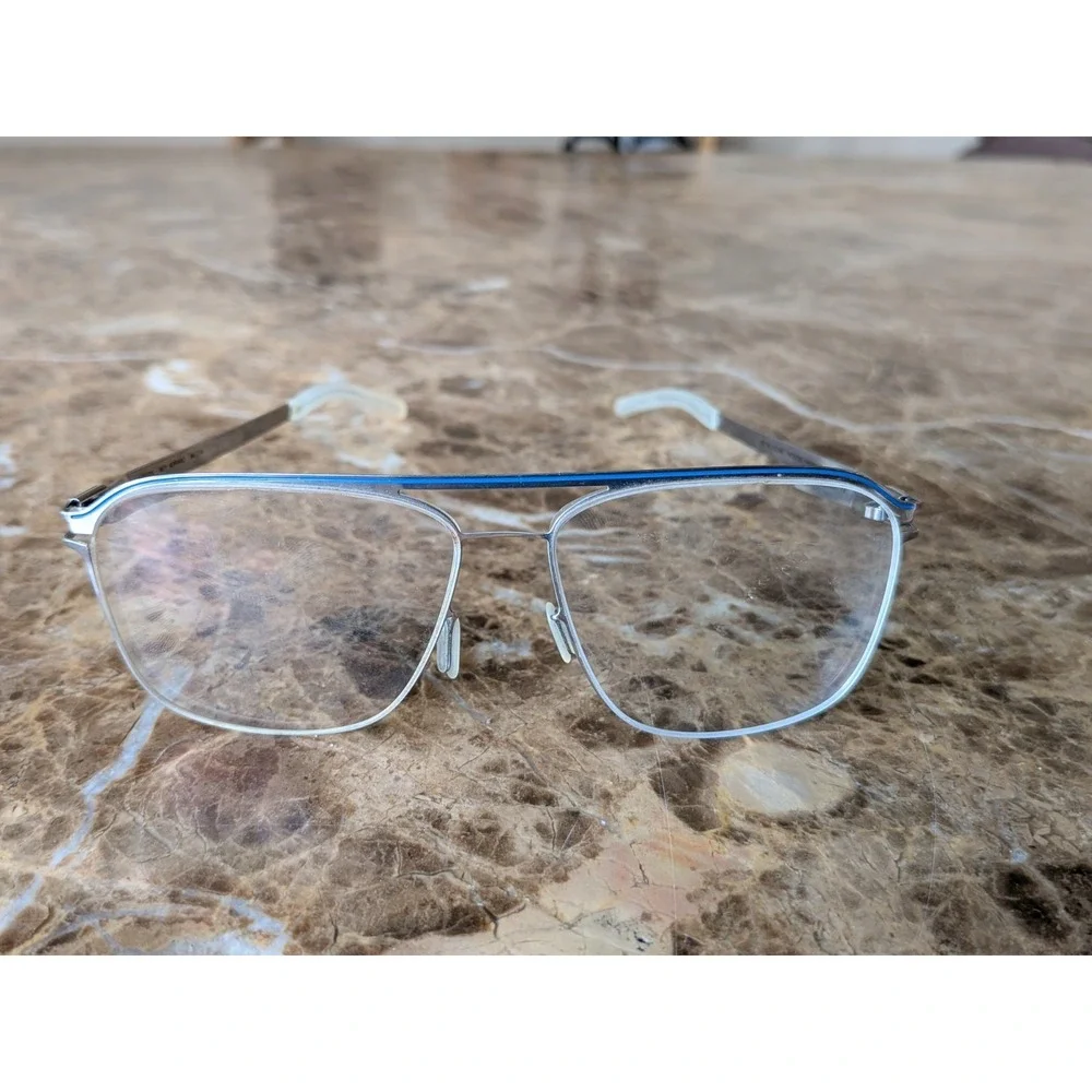 MYKITA Adriano Aviator Silver Mens Rectangle Full Rim Eyeglasses 52-14-150